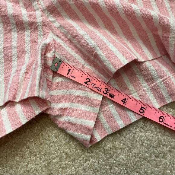 J Crew Shorts Womens 0 Pink White Stripes Summer Linen Cotton Blend Chino Casual - Picture 8 of 8